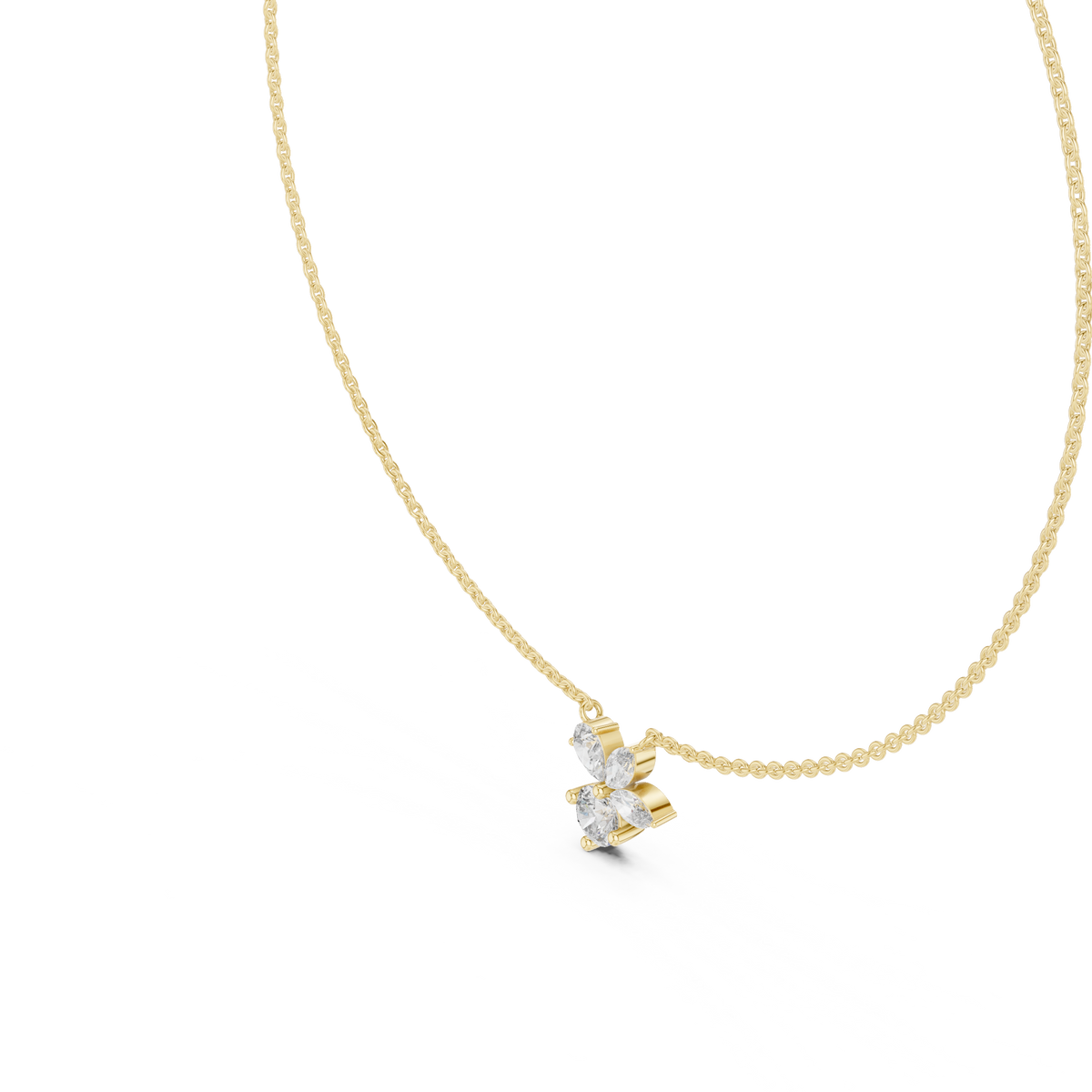 The Sweetheart Marquise Leaf & Round Floral Cluster Lab Grown Diamond Pendant.
