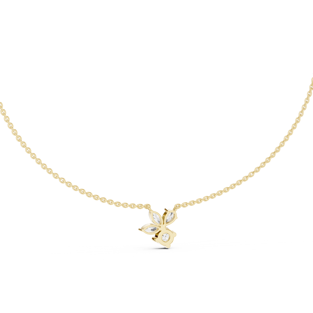 The Sweetheart Marquise Leaf & Round Floral Cluster Lab Grown Diamond Pendant.