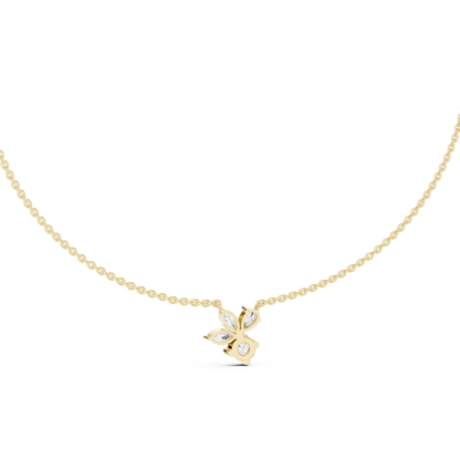The Sweetheart Marquise Leaf & Round Floral Cluster Lab Grown Diamond Pendant.