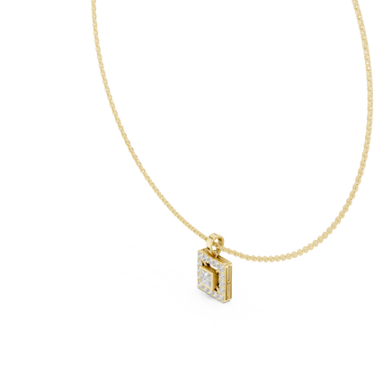 The Royal Geometric Square Halo Lab Grown Diamond Pendant.