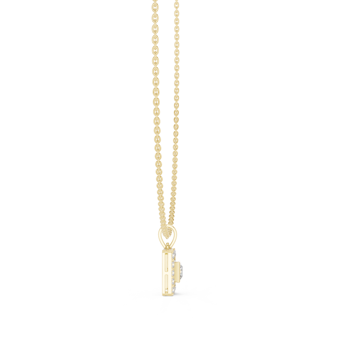The Royal Geometric Square Halo Lab Grown Diamond Pendant.