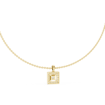 The Royal Geometric Square Halo Lab Grown Diamond Pendant.