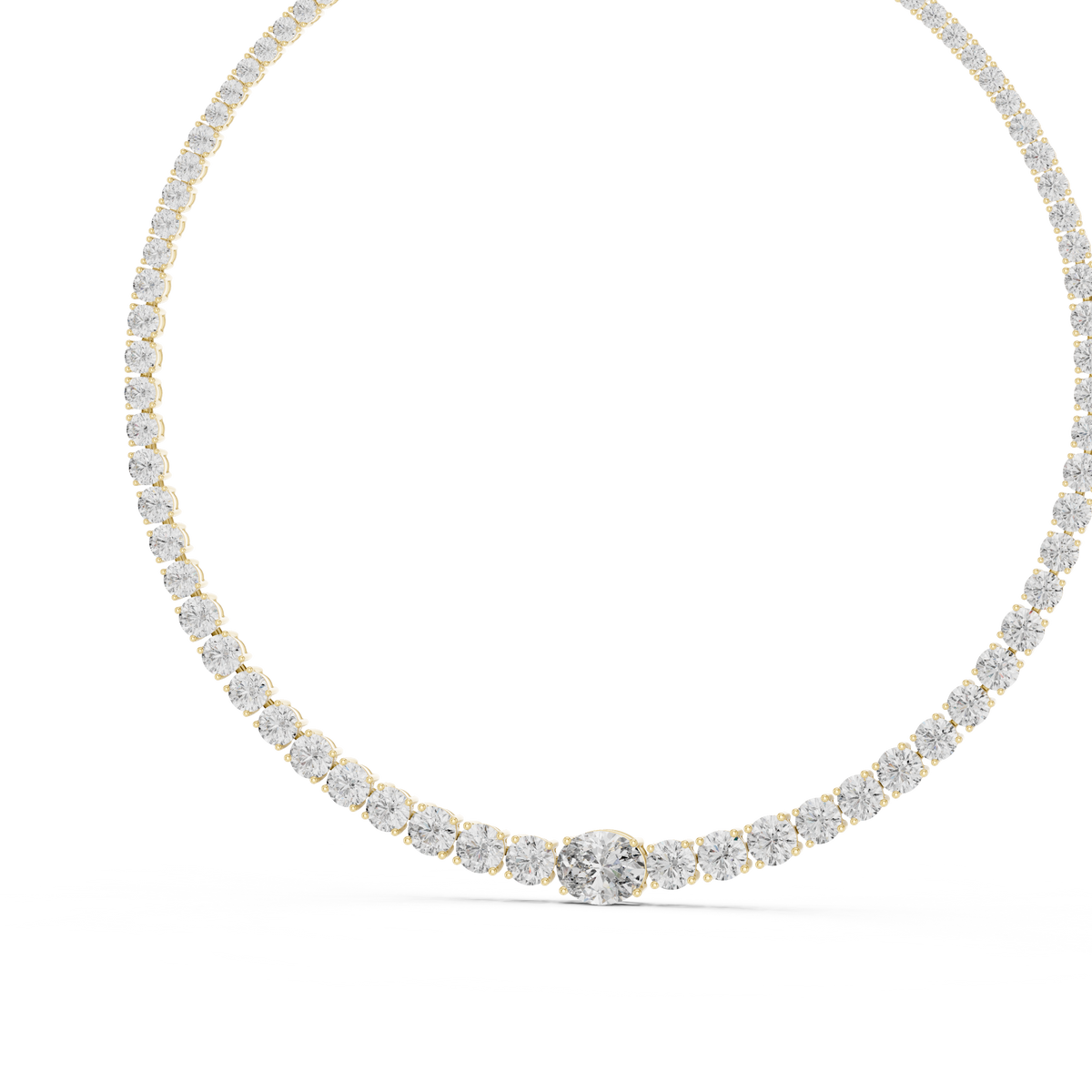 Graduated Oval Center & Round Lab Grown Diamond Riviera Necklace