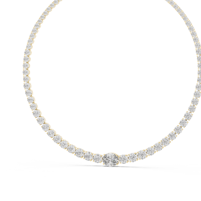 Graduated Oval Center & Round Lab Grown Diamond Riviera Necklace