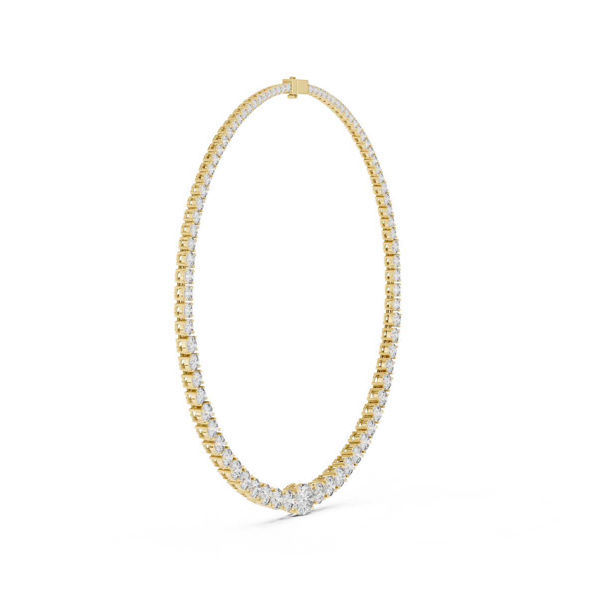 Graduated Oval Center & Round Lab Grown Diamond Riviera Necklace