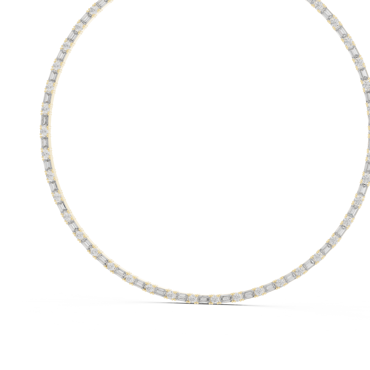 Emerald and Round Lab Grown Diamond Alternating Tennis Necklace