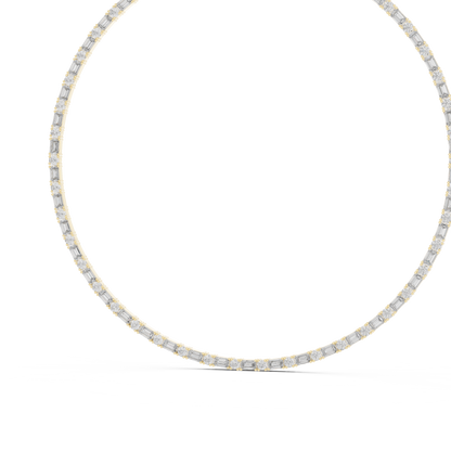 Emerald and Round Lab Grown Diamond Alternating Tennis Necklace