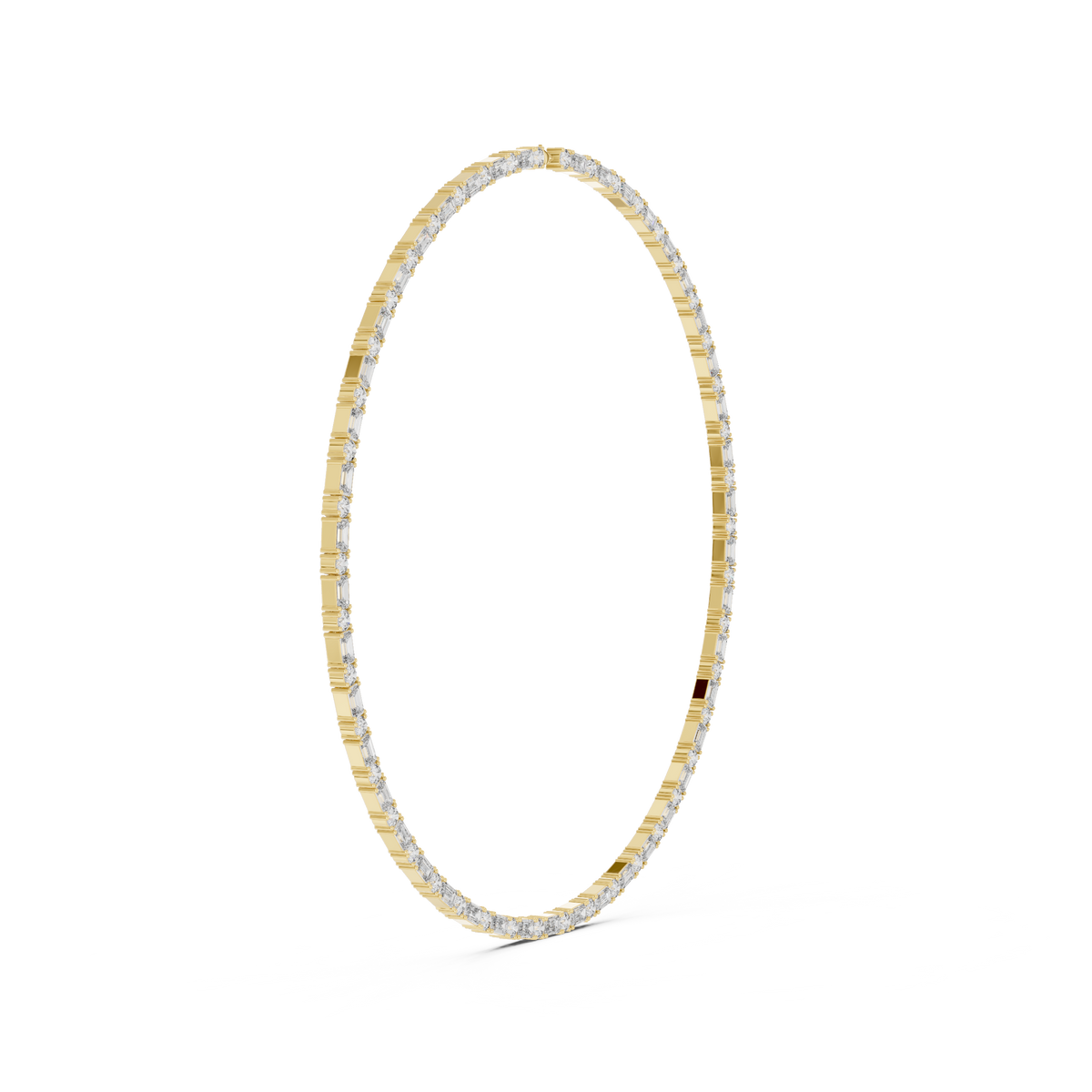 Emerald and Round Lab Grown Diamond Alternating Tennis Necklace