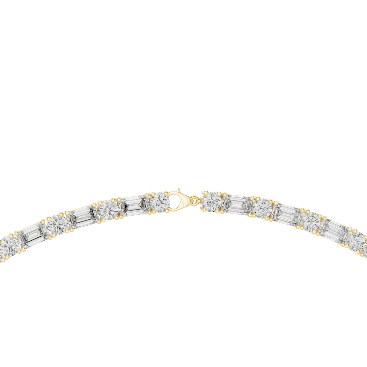 Emerald and Round Lab Grown Diamond Alternating Tennis Necklace