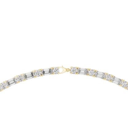 Emerald and Round Lab Grown Diamond Alternating Tennis Necklace