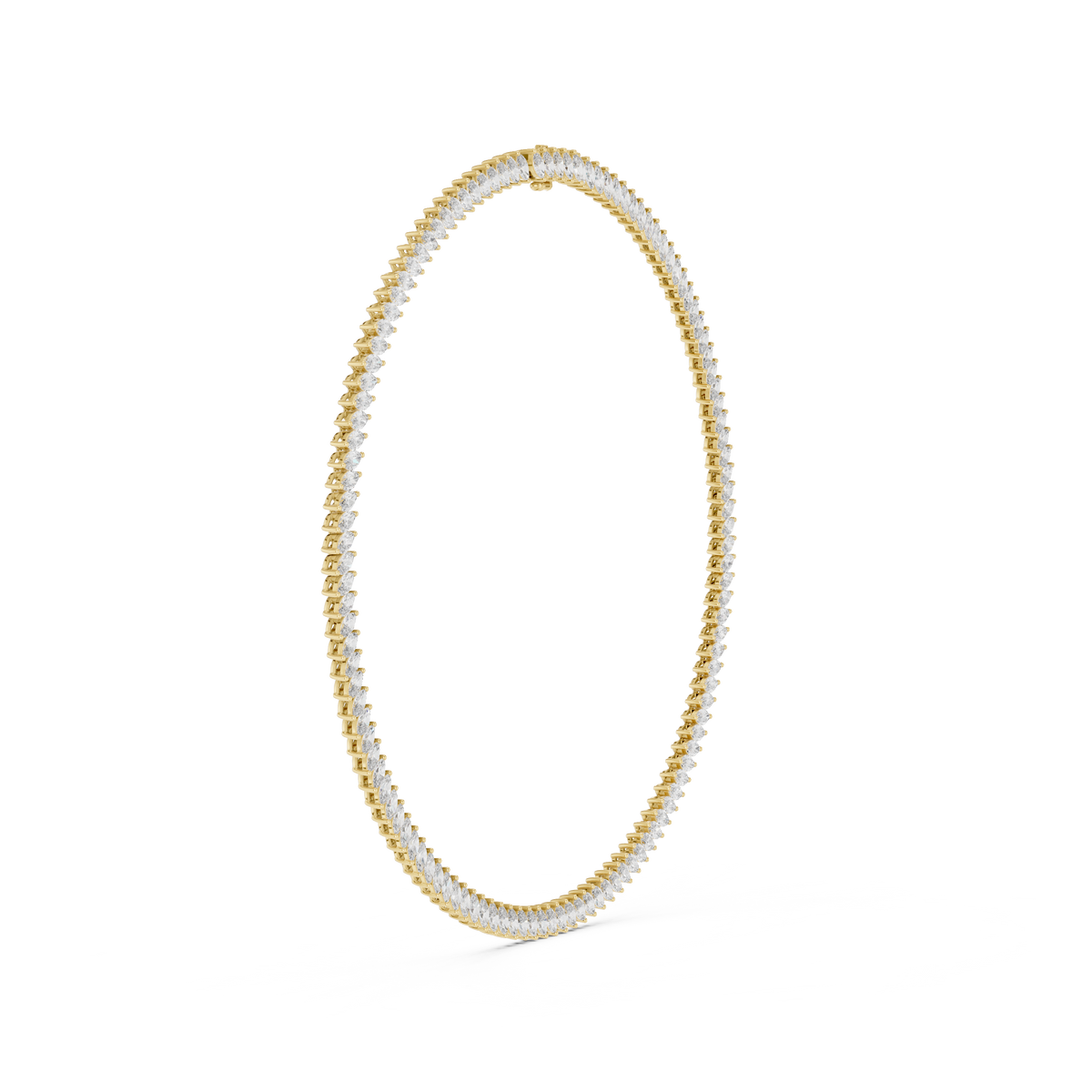 Graduated Angled Marquise Cut Lab Grown Diamond Tennis Necklace