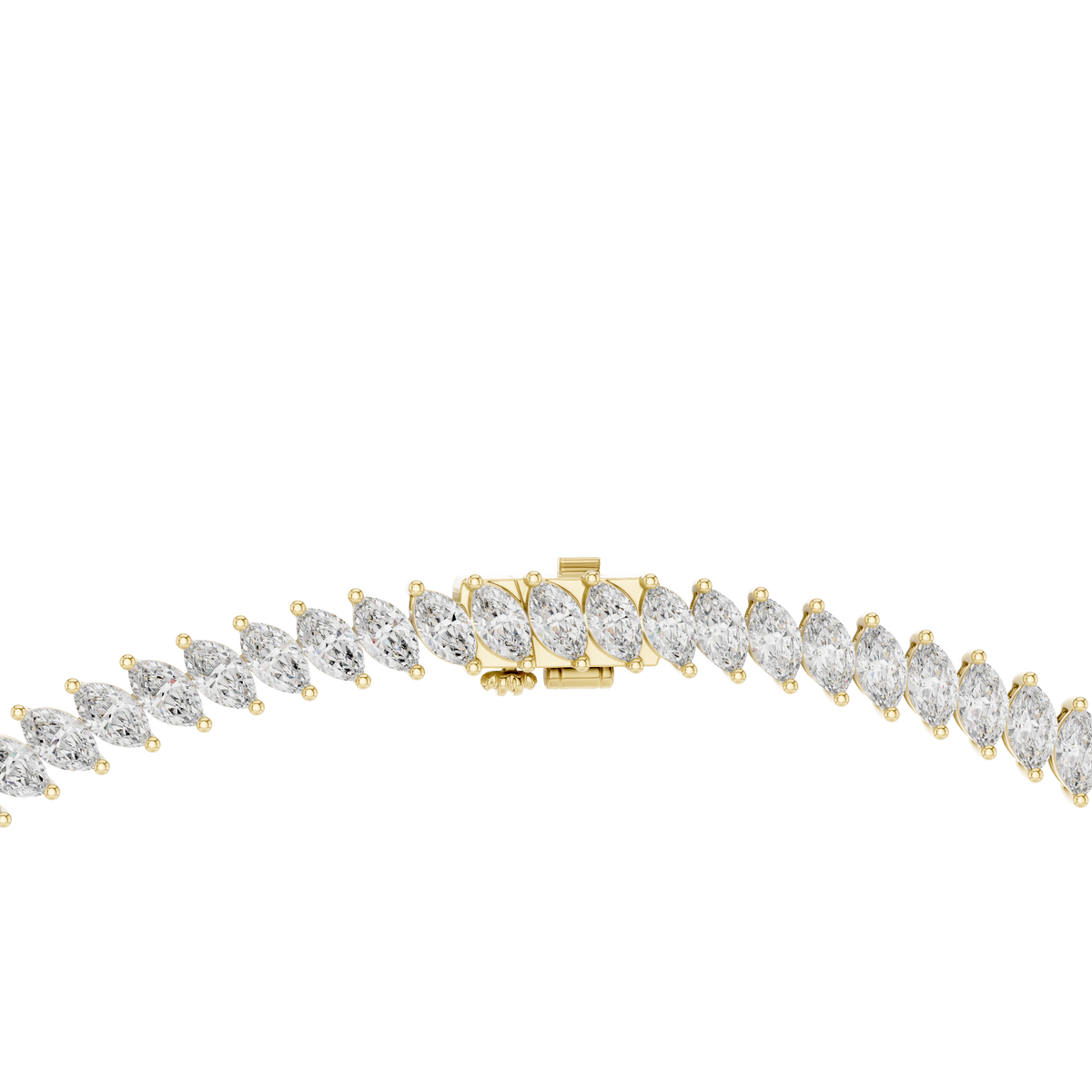 Graduated Angled Marquise Cut Lab Grown Diamond Tennis Necklace
