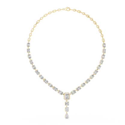 Multi-Shape Halo Center Lab Grown Diamond Y-Necklace