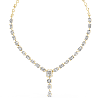 Multi-Shape Halo Center Lab Grown Diamond Y-Necklace