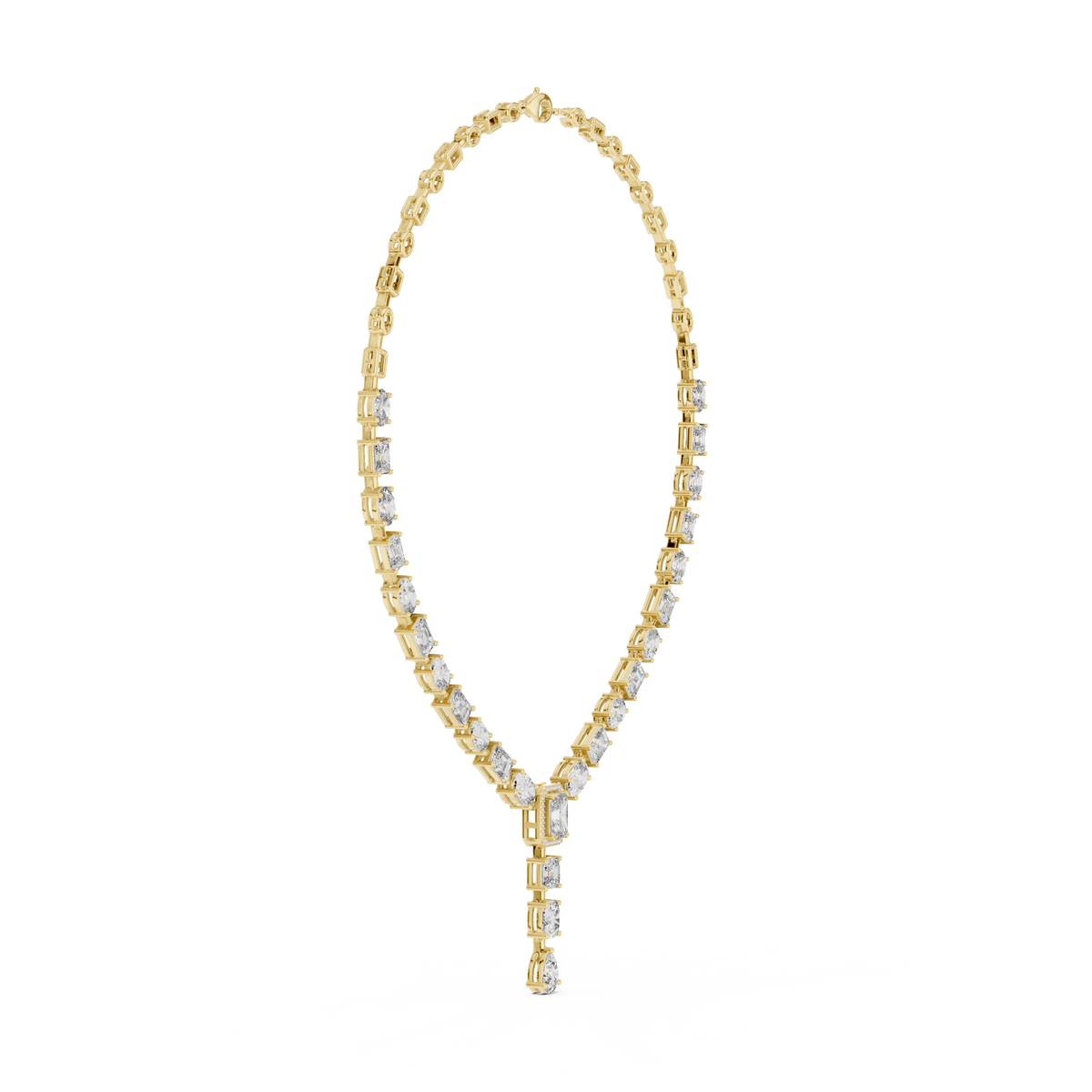 Multi-Shape Halo Center Lab Grown Diamond Y-Necklace