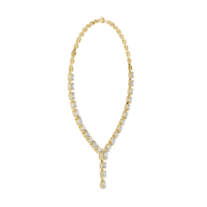 Multi-Shape Halo Center Lab Grown Diamond Y-Necklace