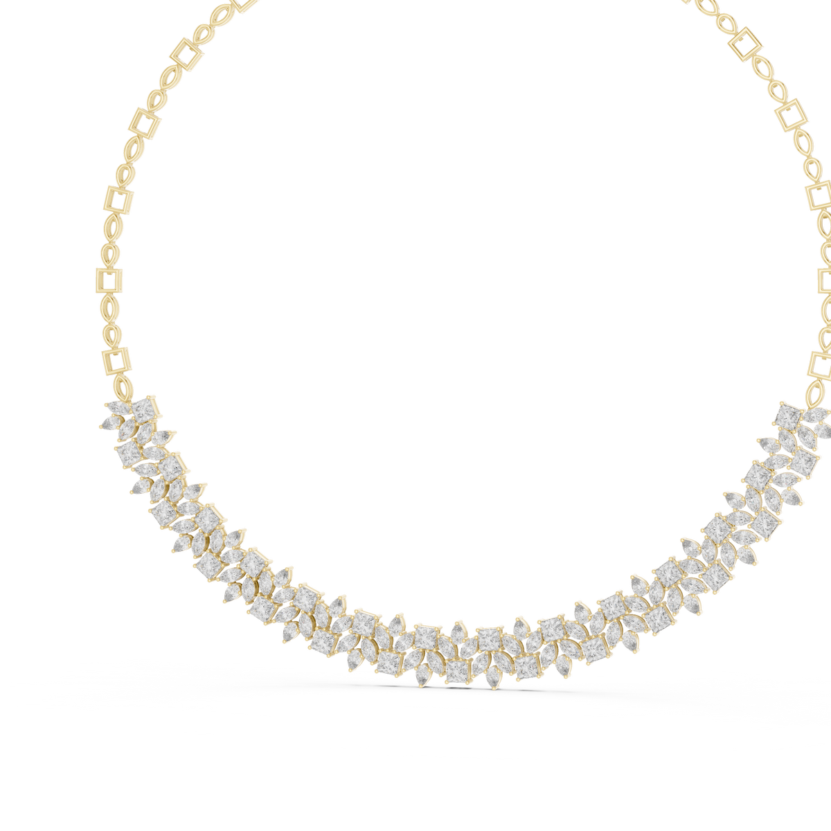 Princess, Pear & Marquise Cut Lab Grown Diamond Cluster Statement Necklace
