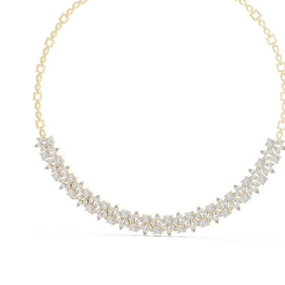 Princess, Pear & Marquise Cut Lab Grown Diamond Cluster Statement Necklace
