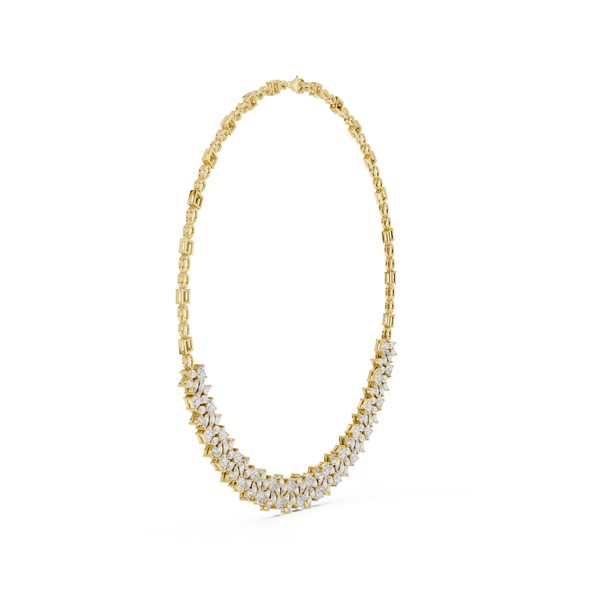 Princess, Pear & Marquise Cut Lab Grown Diamond Cluster Statement Necklace