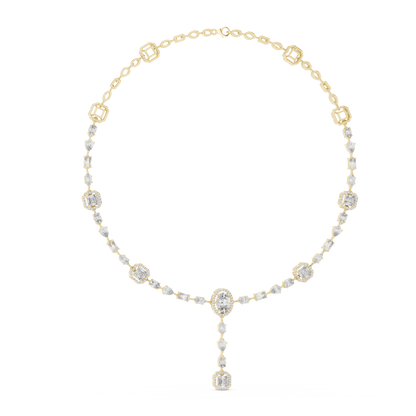 Fancy Multi-Cut Halo Station Lab Grown Diamond Y-Necklace