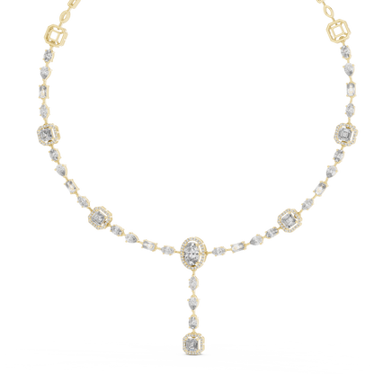 Fancy Multi-Cut Halo Station Lab Grown Diamond Y-Necklace