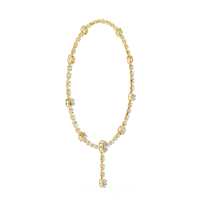 Fancy Multi-Cut Halo Station Lab Grown Diamond Y-Necklace