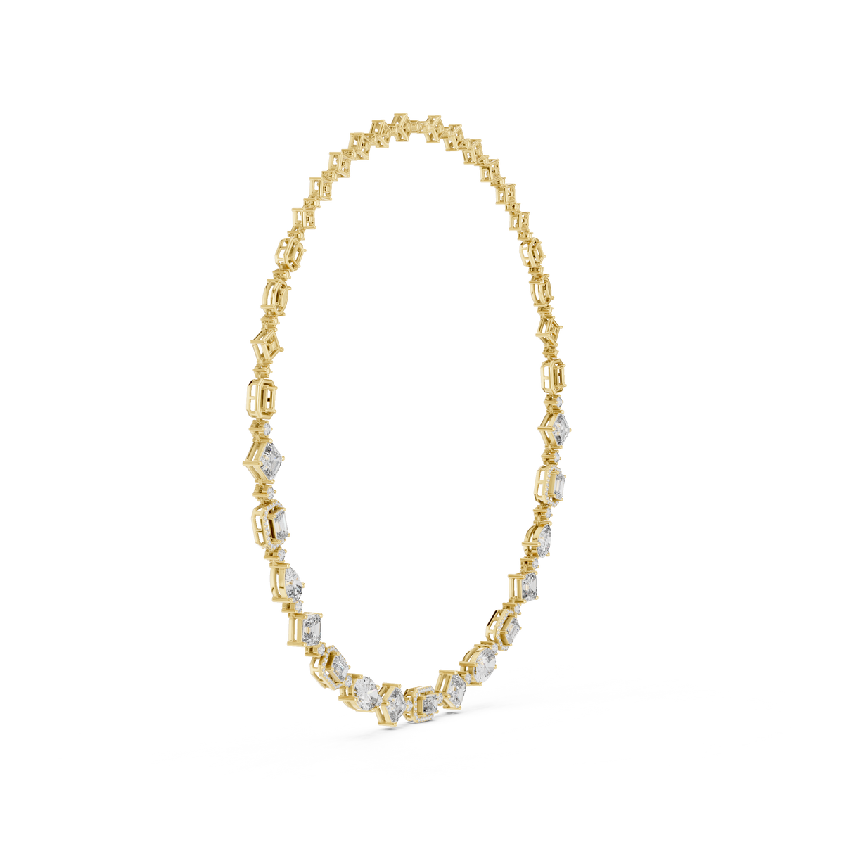 Multi-Shape Halo Station Lab Grown Diamond Collar Necklace