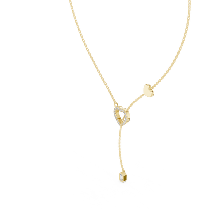 The Sweetheart Pave Open Heart & Emerald Cut Lariat Lab Grown Diamond Pendant.
