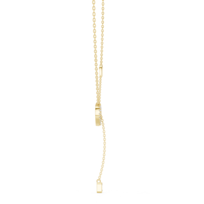 The Sweetheart Pave Open Heart & Emerald Cut Lariat Lab Grown Diamond Pendant.