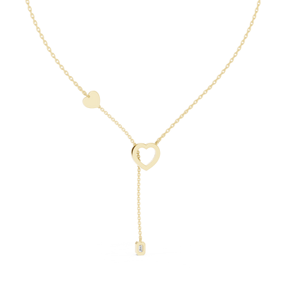 The Sweetheart Pave Open Heart & Emerald Cut Lariat Lab Grown Diamond Pendant.