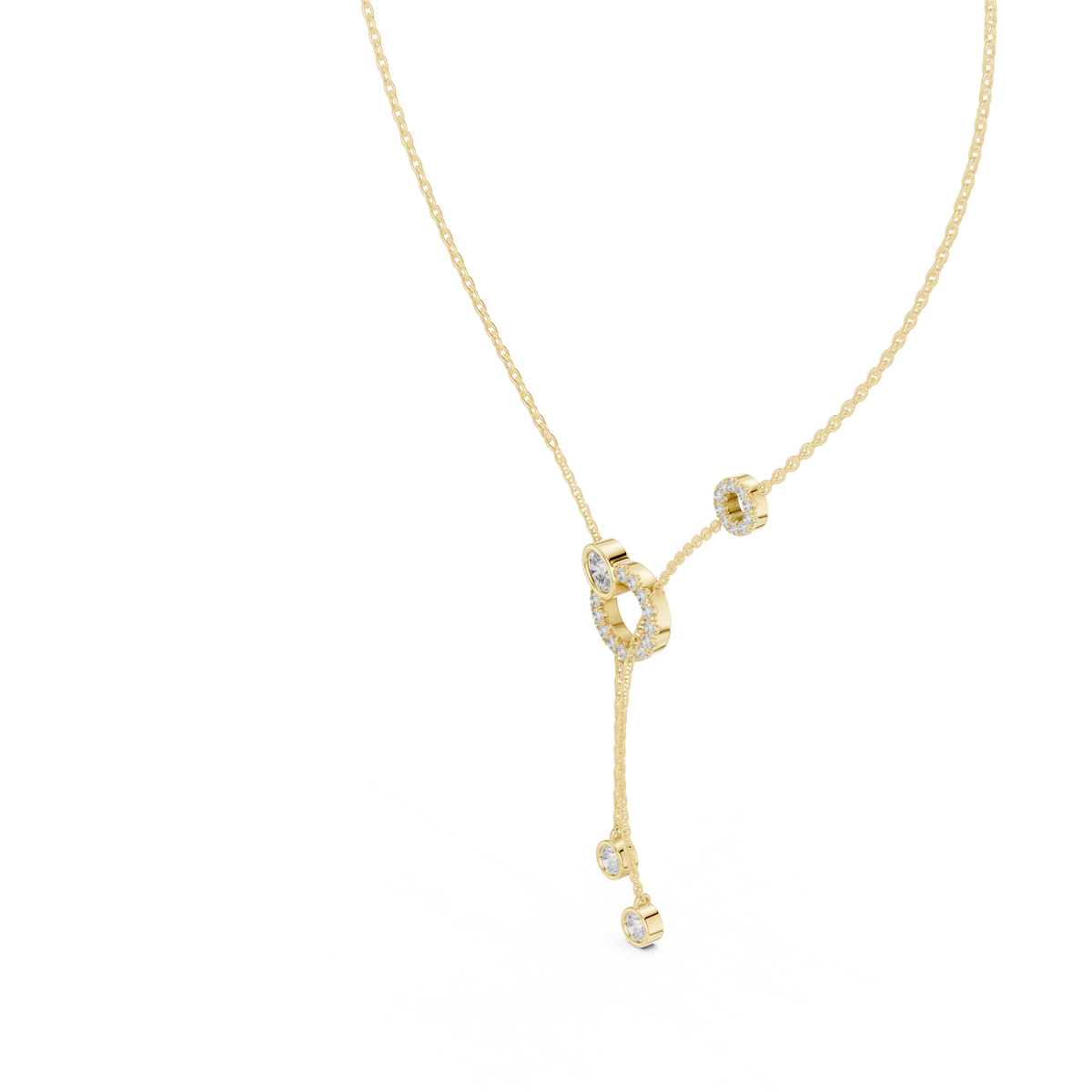 The Imperial Pave Circle & Bezel Station Lariat Lab Grown Diamond Pendant.