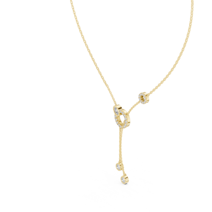 The Imperial Pave Circle & Bezel Station Lariat Lab Grown Diamond Pendant.