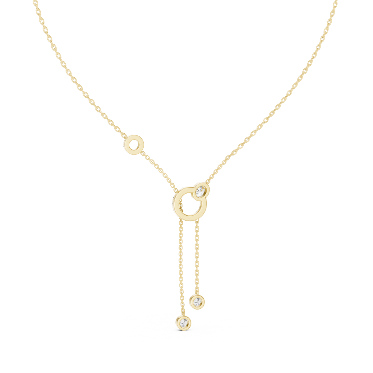 The Imperial Pave Circle & Bezel Station Lariat Lab Grown Diamond Pendant.
