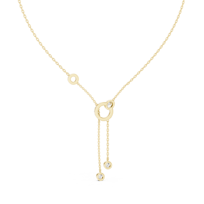 The Imperial Pave Circle & Bezel Station Lariat Lab Grown Diamond Pendant.