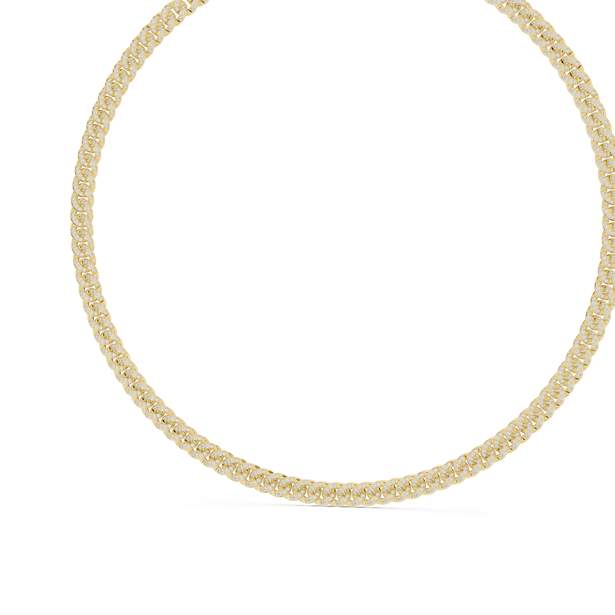 Pave Cuban Curb Link Lab Grown Diamond Chain Necklace