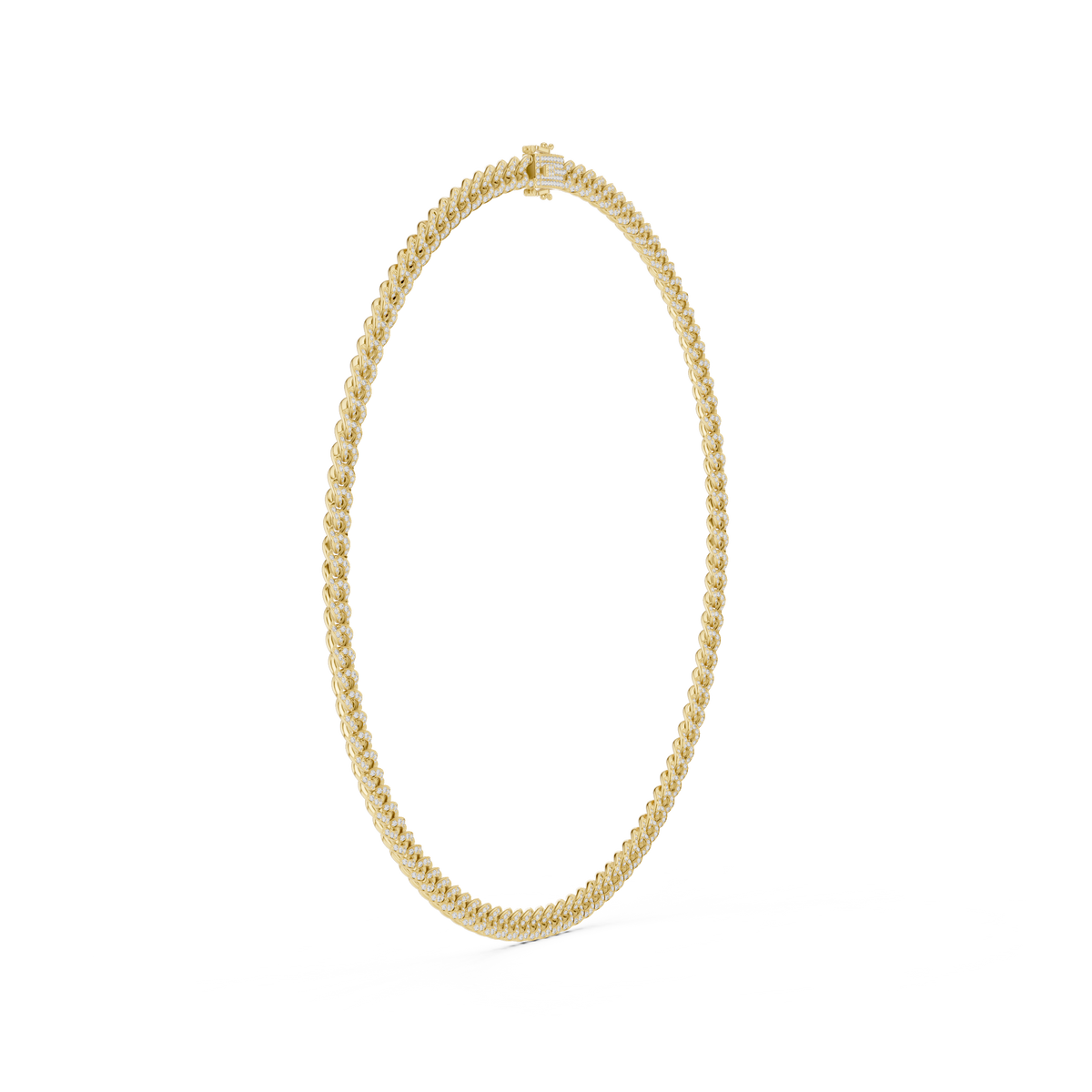Pave Cuban Curb Link Lab Grown Diamond Chain Necklace