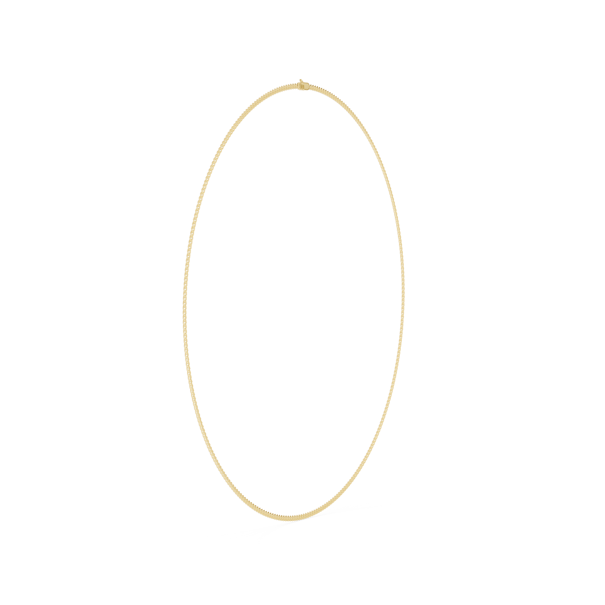 Classic Solid Gold Slim Cuban Link Chain Necklace