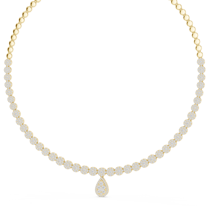 Round Lab Grown Diamond Cluster Station & Pear Drop Necklace