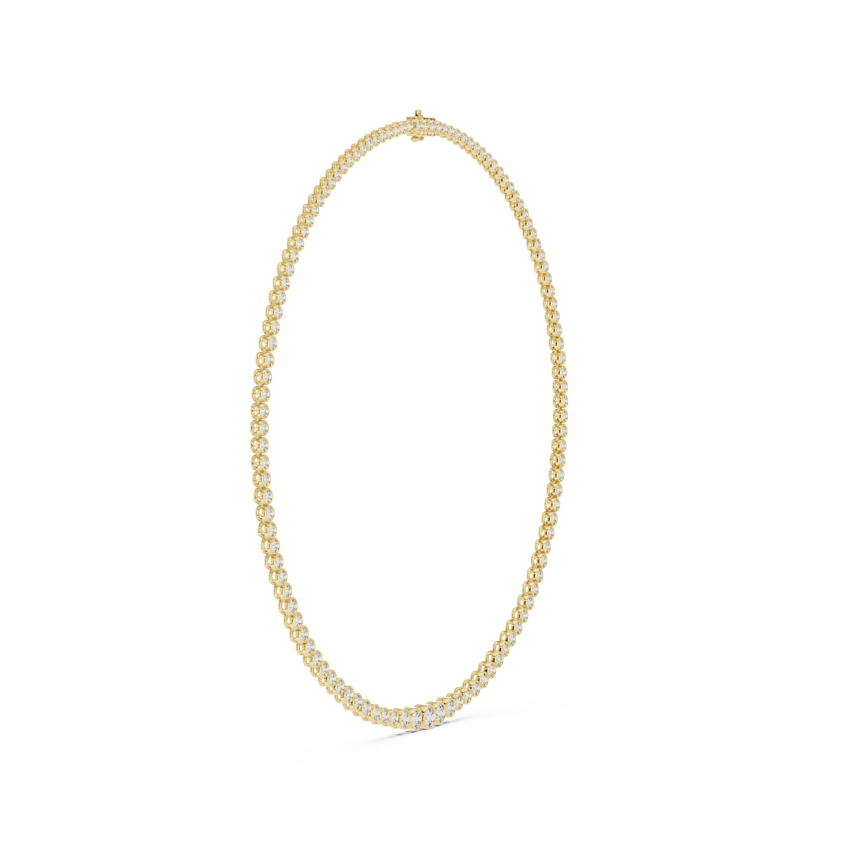 Graduated Bezel Set Round Lab Grown Diamond Tennis Necklace