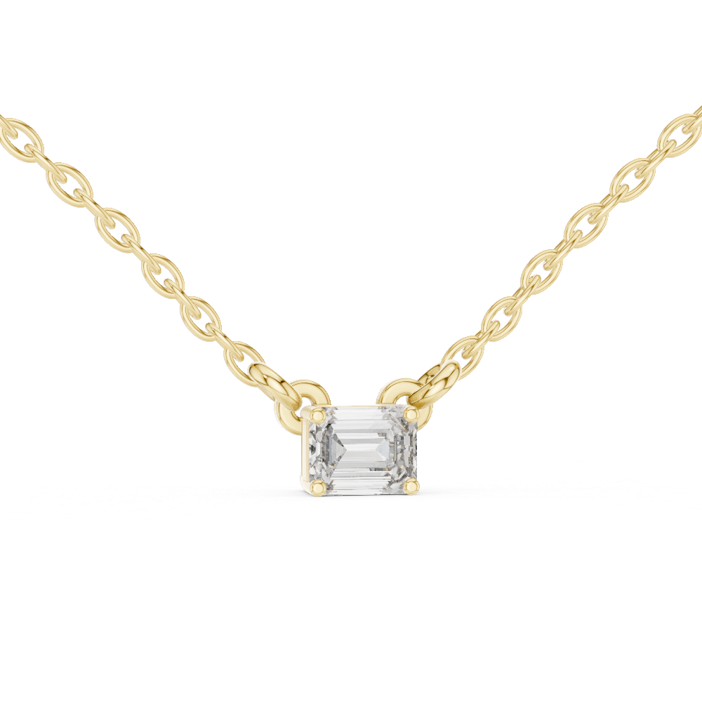 East-West Emerald Cut Lab Grown Diamond Solitaire Pendant