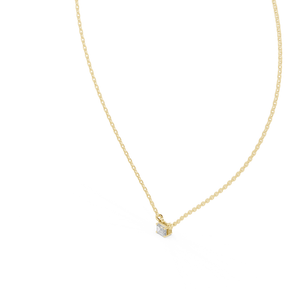 East-West Emerald Cut Lab Grown Diamond Solitaire Pendant