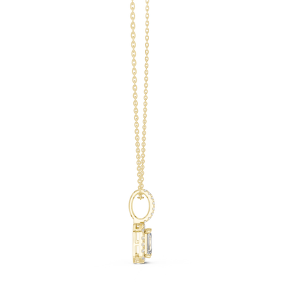 Emerald Cut Lab Grown Diamond Halo Solitaire Pendant