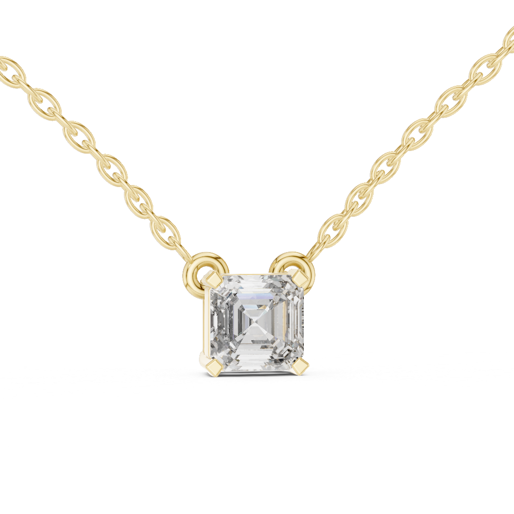 Asscher Cut Lab Grown Diamond Floating Solitaire Pendant