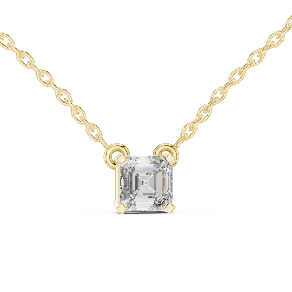 Asscher Cut Lab Grown Diamond Floating Solitaire Pendant