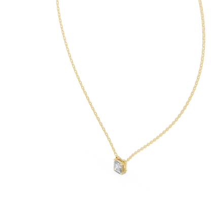 Asscher Cut Lab Grown Diamond Floating Solitaire Pendant