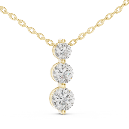 Graduated Three-Stone Round Lab Grown Diamond Drop Pendant
