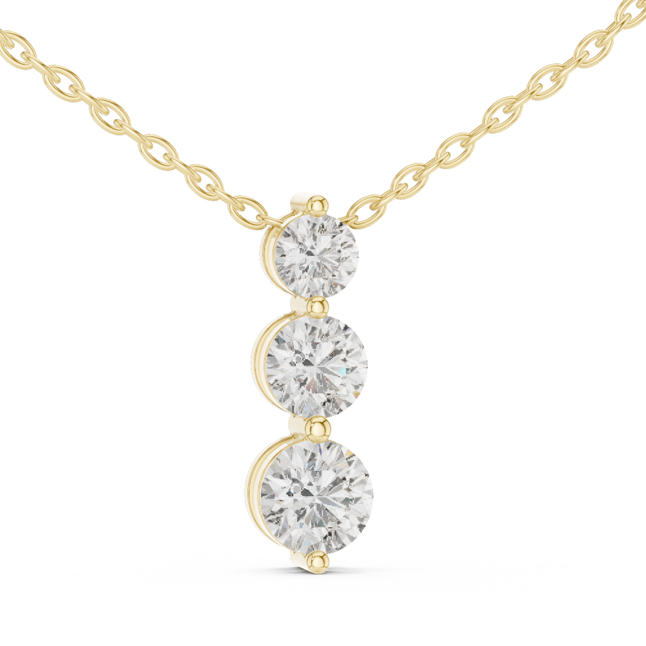 Graduated Three-Stone Round Lab Grown Diamond Drop Pendant