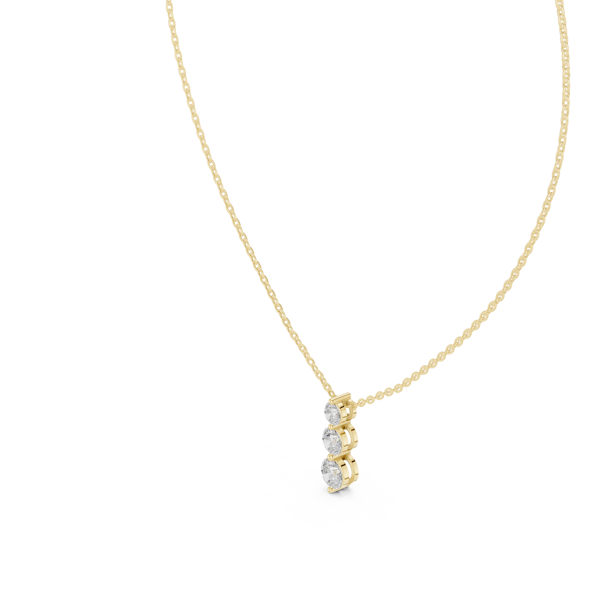 Graduated Three-Stone Round Lab Grown Diamond Drop Pendant
