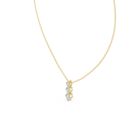 Graduated Three-Stone Round Lab Grown Diamond Drop Pendant