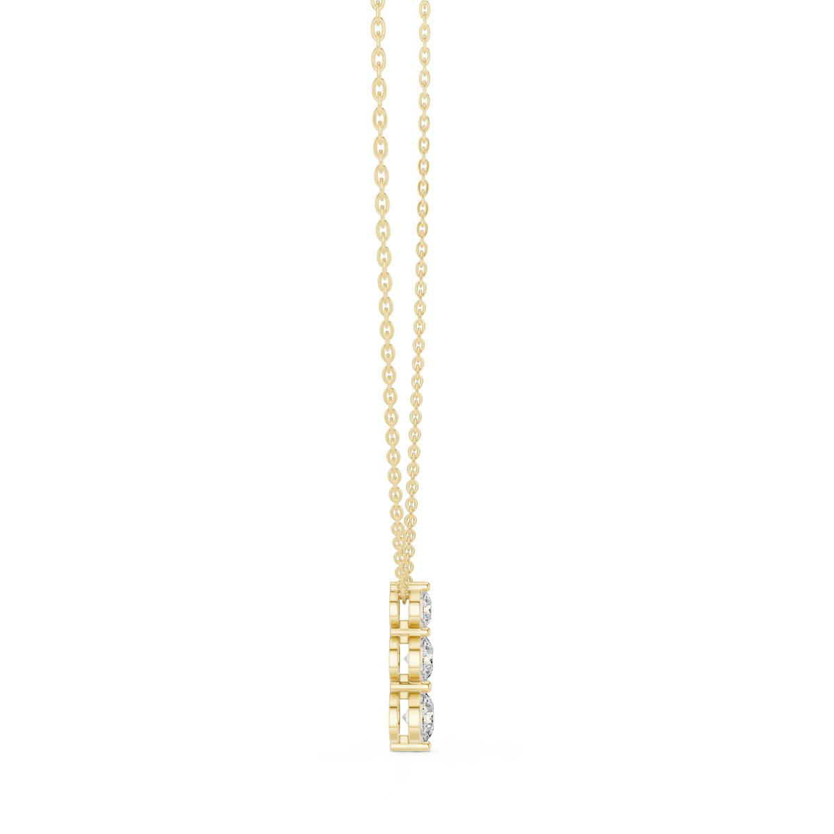 Graduated Three-Stone Round Lab Grown Diamond Drop Pendant